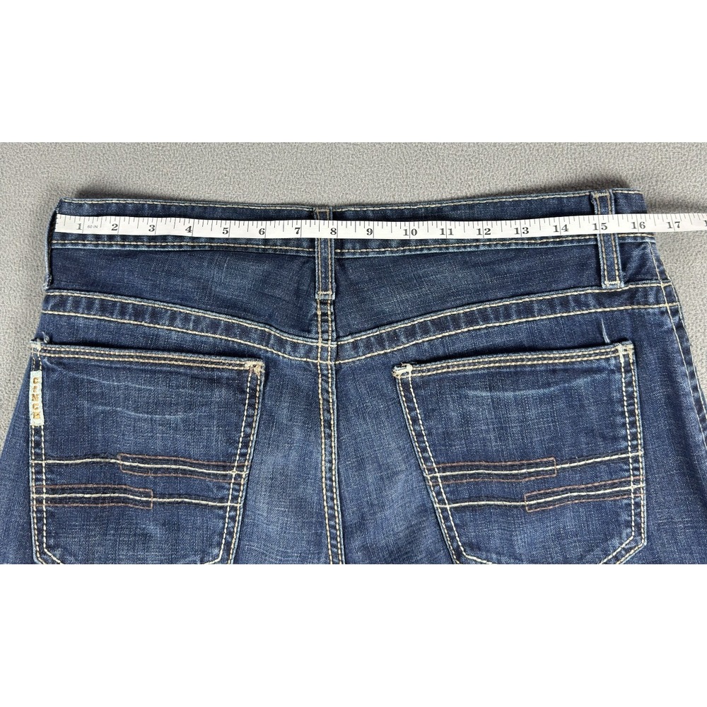 Cinch Jeans Mens 32x36 Blue Ian Slim Fit Western Cowboy Embroidered Whiskered - Picture 5 of 9